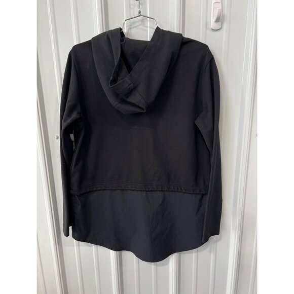 Athleta Gallery Hoodie Top Size Small Black Peplum Layered Look Sweatshirt - Picture 4 of 8